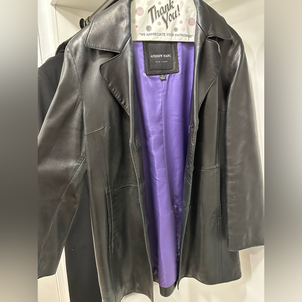 Black Leather Jacket Andrew Marc New York